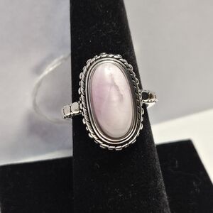 Kunzite Oval Ring in Black Oxidizied Silver tone Ring